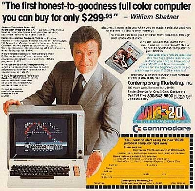 William Shatner reklámozza a VIC-20-at
